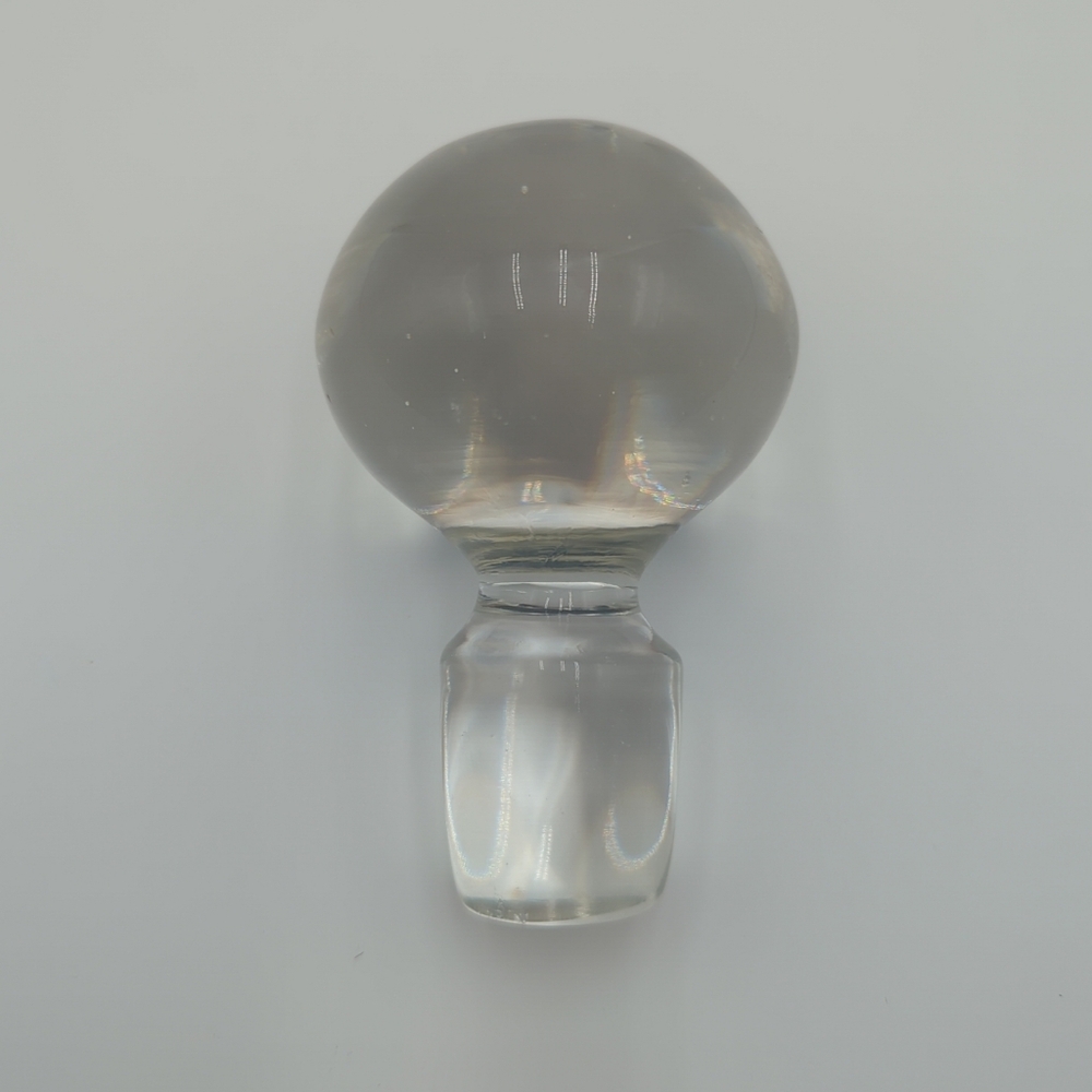 Large Heavy Clear Round Smooth Glass Bottle Stopper Ball Shape Vintage Antique